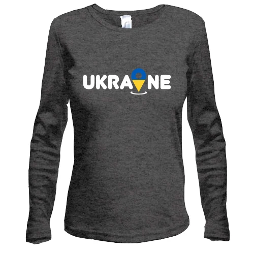 Женский лонгслив с принтом "Локация Украина"