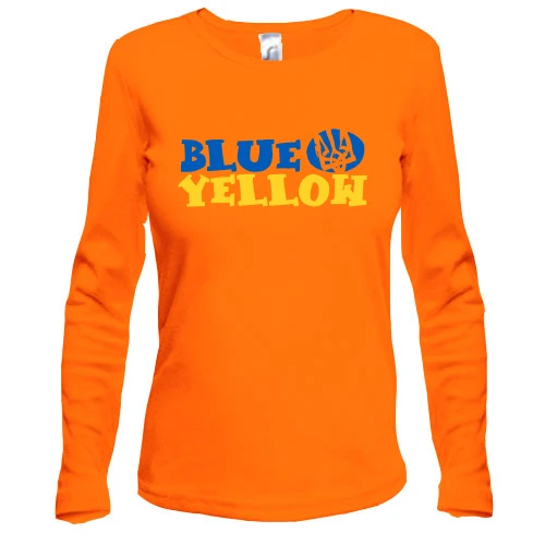 Женский лонгслив с патриотическим принтом "Blue Yellow"
