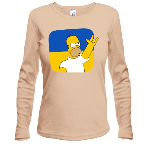 Жіночий лонгслів "Гомер - Україна - рок-н-ролл"