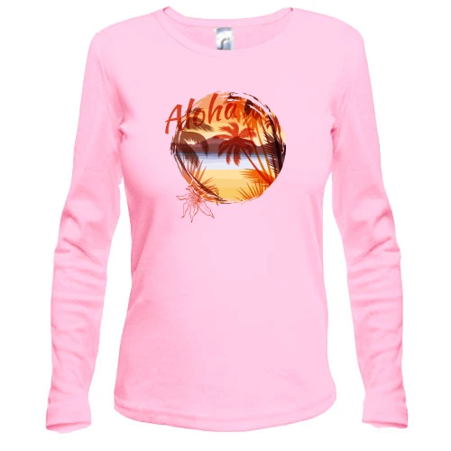 Женский лонгслив, белый, "Aloha from Havaii"