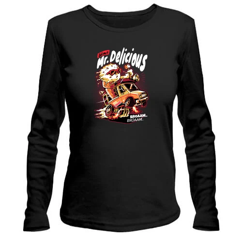 Женский лонгслив, черный, "Mr.Delicious"