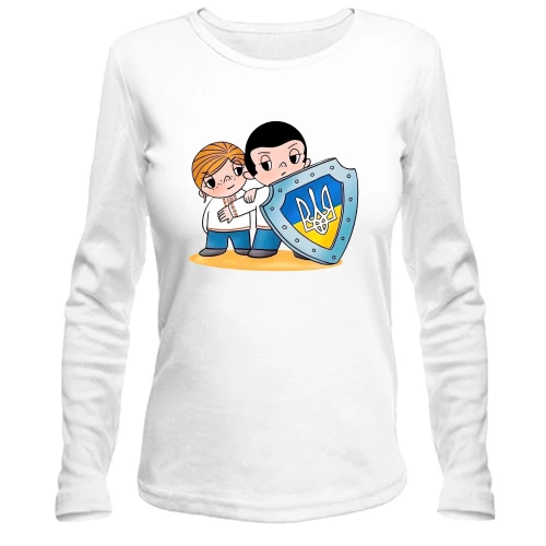 Женский лонгслив с защитником Украины в стиле Love is..