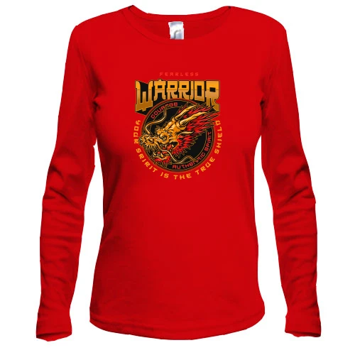 Женский лонгслив с золотым драконом Fearless Warrior
