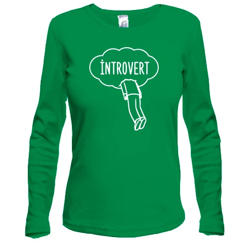 Женский лонгслив, зеленый, "Introvert"
