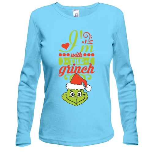 Женский лонгслив с Гринчем "i`m with the Grinch"