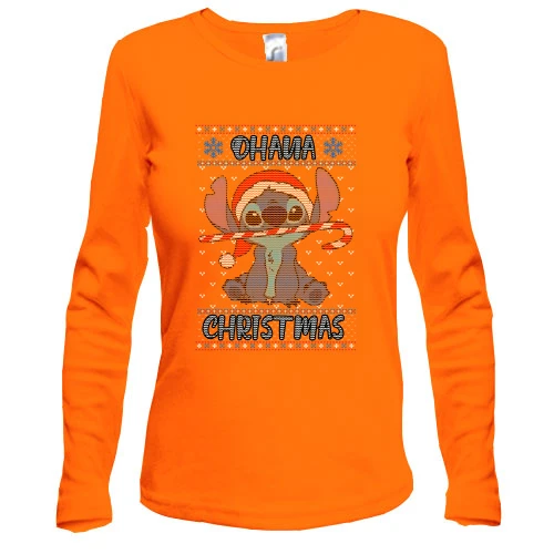 Женский лонгслив со Стичем "Ohana Christmas"