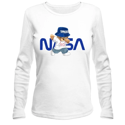 Женский лонгслив с медвеженком "NASA"