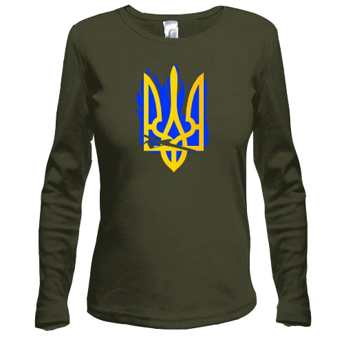 Жіночий лонгслів з патріотичним медвежонком
