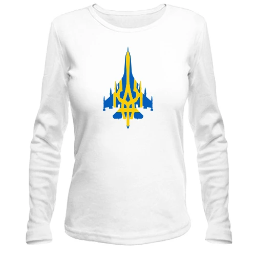 Женский лонгслив, белый, "Авиация Украине"