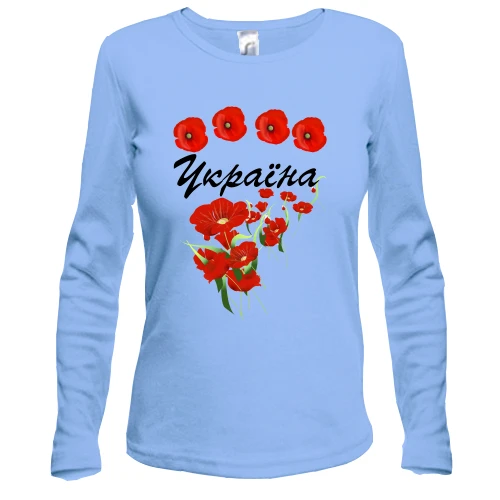 Жіночий лонгслів з маками "Ukraine"