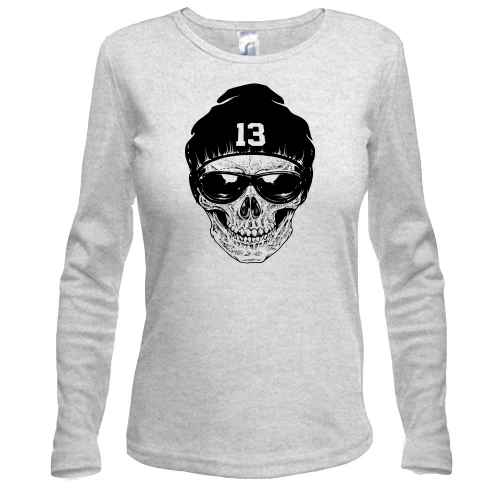 Женский лонгслив с черепом "13"