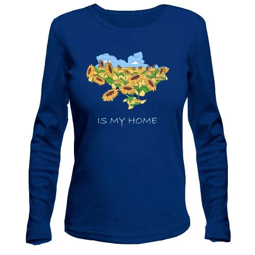 Жіночий лонгслів з контуром України у соняшниках "is my home"