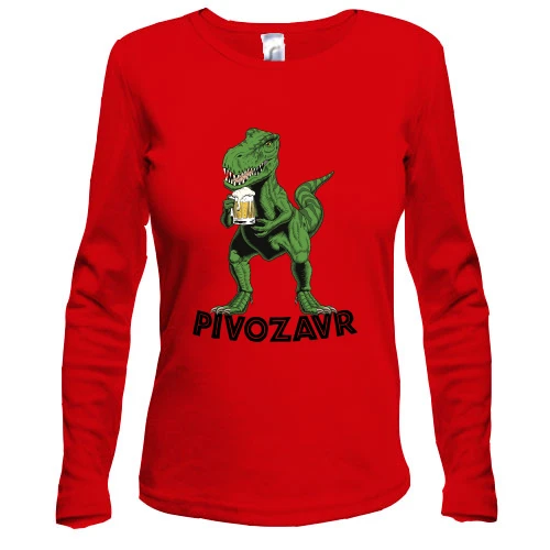 Жіночий лонгслів з динозавром та пивом "pivozavr"