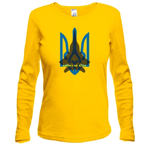 Женский лонгслив с тризубом "Ghost of Kyiv"