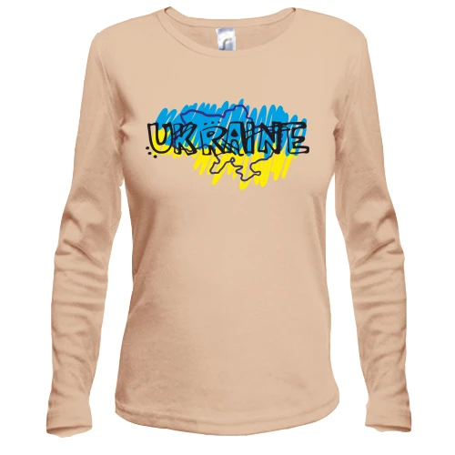 Женский лонгслив "Ukraine" в рисованном стиле