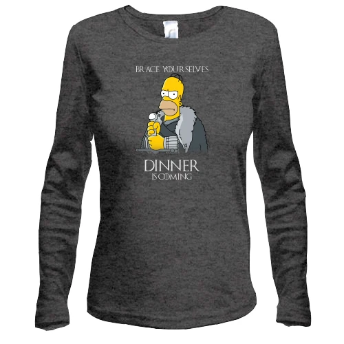 Женский лонгслив "Гомер - Dinner is coming"