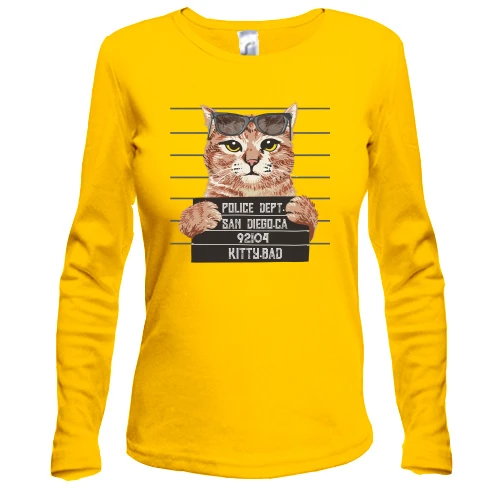Жіночий лонгслів із заарештованим котом "Kitty BAD"