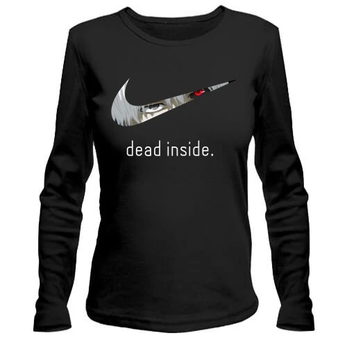 Женский лонгслив, Черный, "Dead inside"