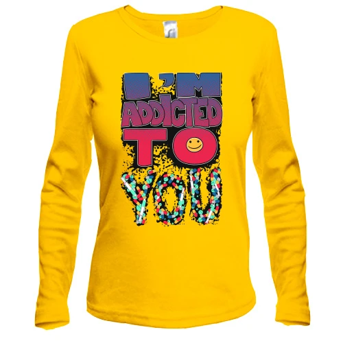 Жіночий лонгслів з написом "i`m addicted to you"