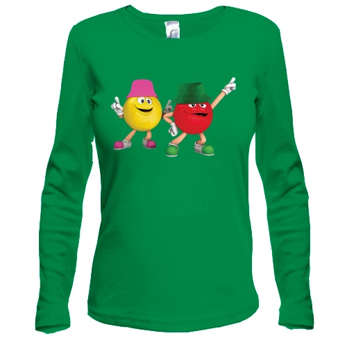 Женский лонгслив, зеленый, "Стильные m&m's"