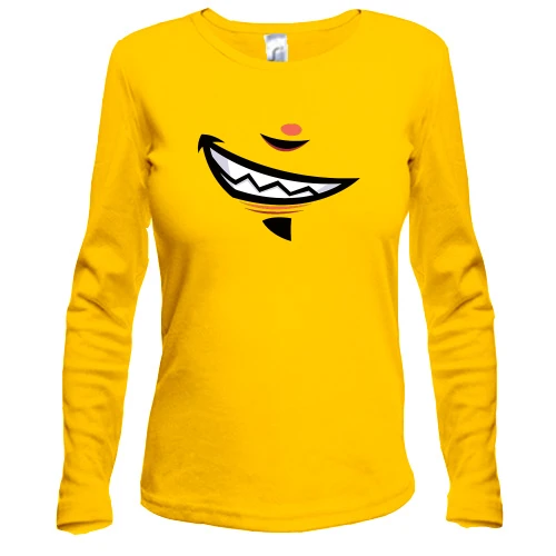 Женский лонгслив, желтый, с улыбкой "smiles"