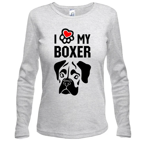 Женский лонгслив I love my boxer
