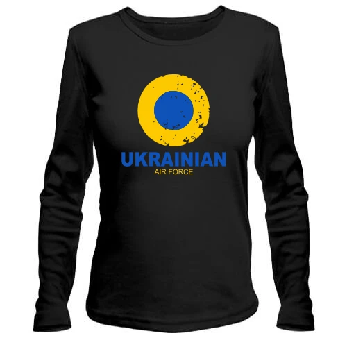 Женский лонгслив, черный, "Ukrainian air force"