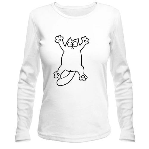 Женский лонгслив, Белый, Simon's cat