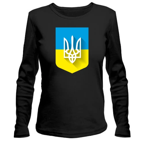 Жіночий лонгслів з Тризубом на фоні українського прапора