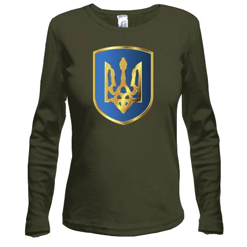 Жіночий лонгслів з тризубом на синьому щиті