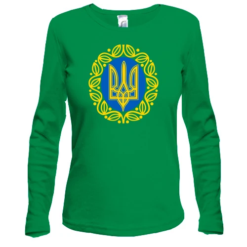 Жіночий лонгслів "Герб України з візерунком"