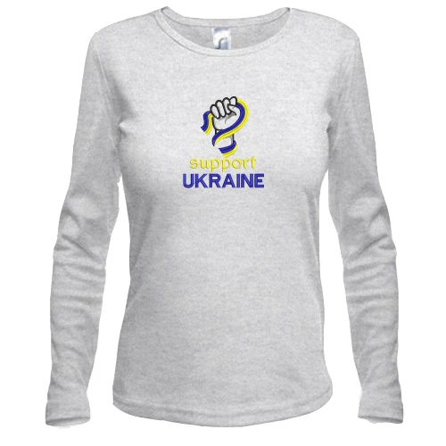 Жіночий лонгслів з вишивкою Support Ukraine