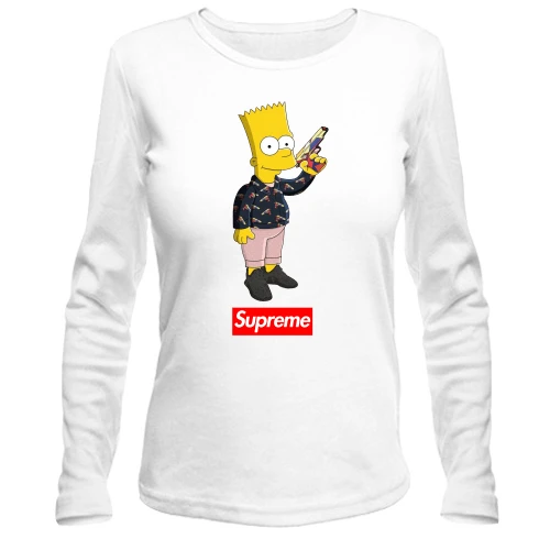 Женский лонгслив Барт Симпсон с надписью Supreme
