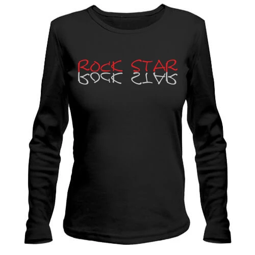 Жіночий лонгслів з яскраво-червоним написом «ROCK STAR» та його дзеркальним відображенням
