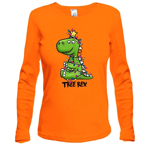 Женский лонгслив, Красный, с дракошей "Tree Rex"