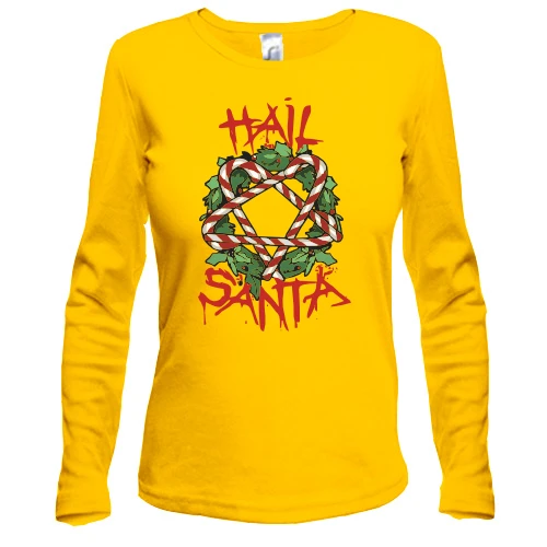 Жіночий лонгслів з різдвяним вінком "Hail Santa"