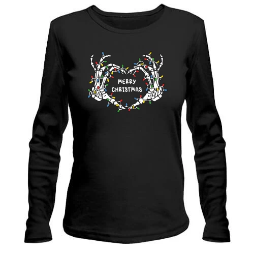 Женский лонгслив с руками скелета"Merry Christmas"