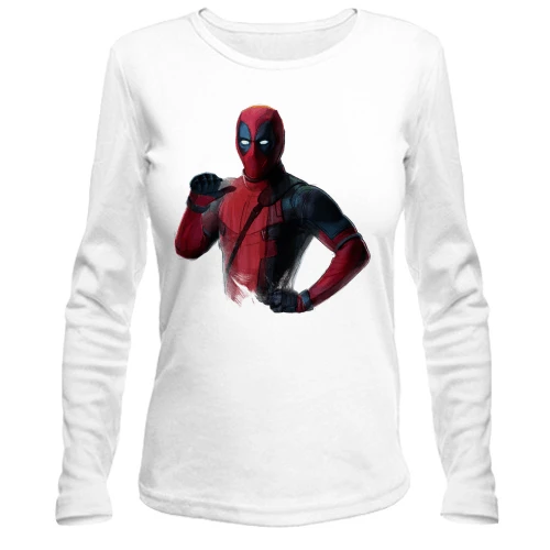 Женский лонгслив, белый, Deadpool (2)