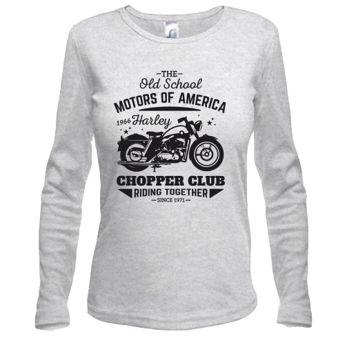Женский лонгслив, Серый меланж, Chopper Club