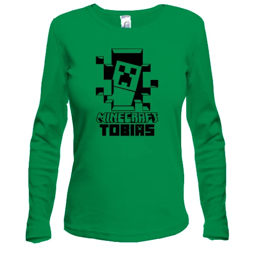 Женский лонгслив, Зеленый, Minecraft Tobias