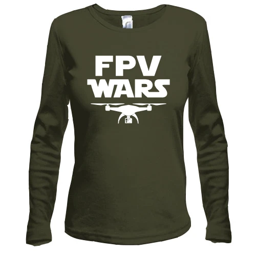 Женский лонгслив, Хаки, "FPV Wars"