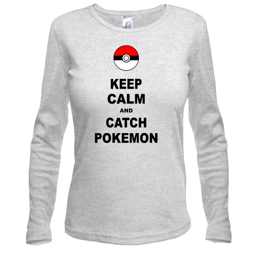 Женский лонгслив Keep calm and catch pokemon