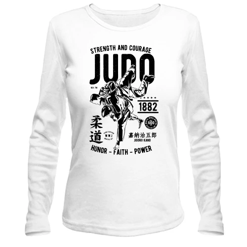 Женский лонгслив, Белый, Judo постер