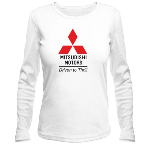 Женский лонгслив, Белый, с лого Mitsubishi Motors