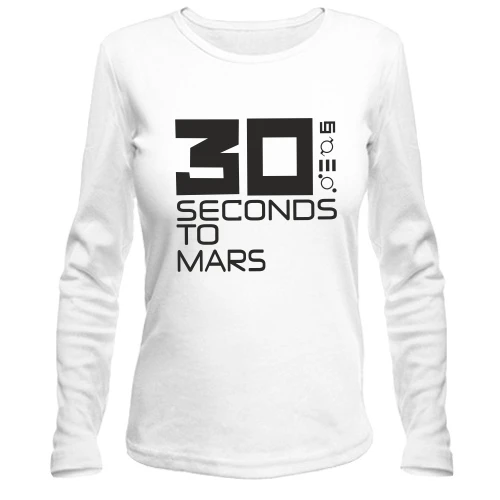 Женский лонгслив, Синий, с цифрой 30 и глифами 30 Seconds to Mars