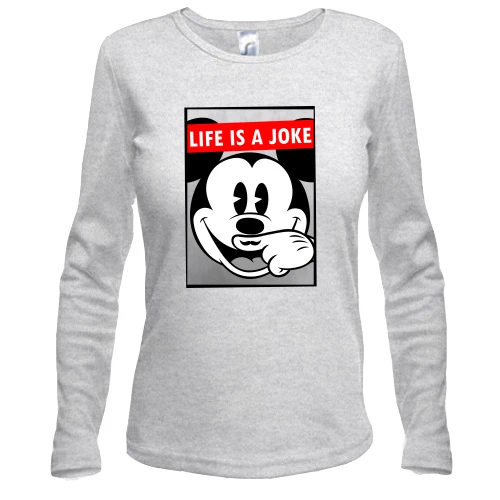 Жіночий лонгслів, Сірий меланж, Life is a joke