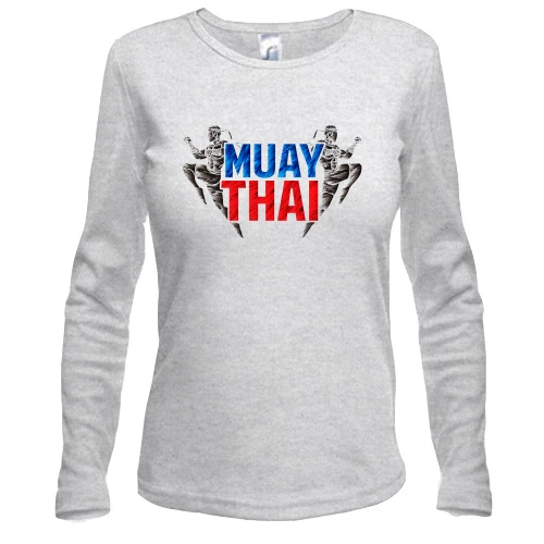 Жіночий лонгслів Муай тай з написом «MUAY THAI» та силуетами бійців