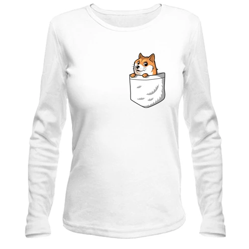 Жіночий лонгслів з wow doge в кишені