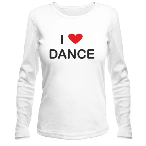 Женский лонгслив I Love Dance с красным сердцем
