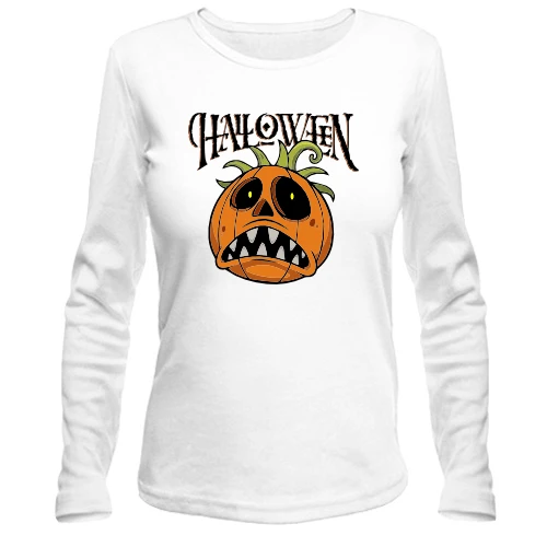 Женский лонгслив Halloween с тыквой-монстром